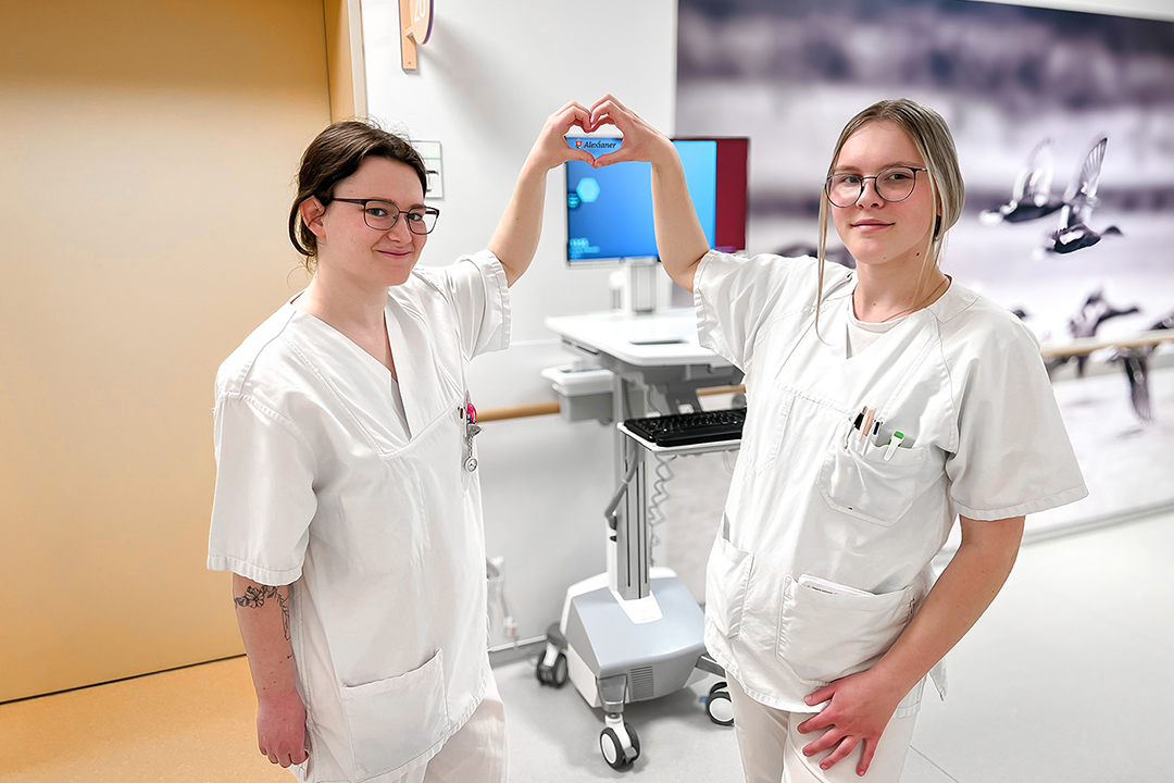 Zwei Auszubildende formen ein Herz